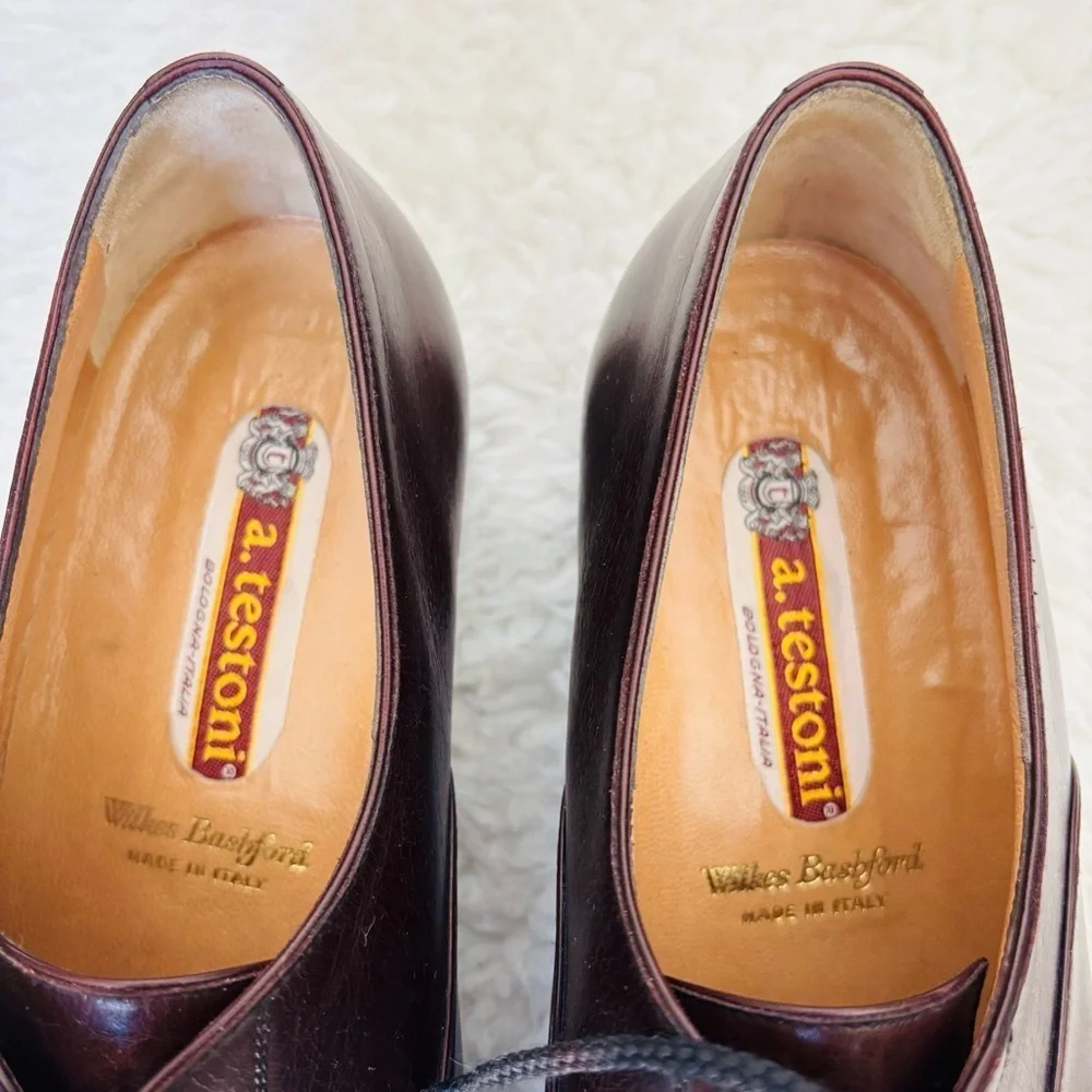 a. testoni Dark Brown Leather Men's Dress Shoes size 10 M